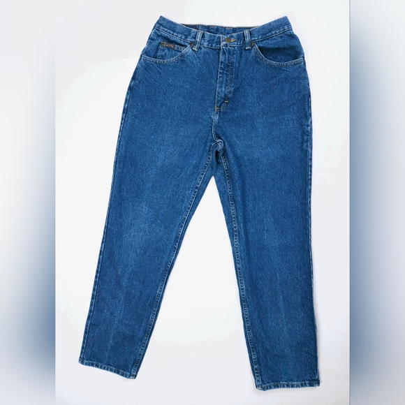 Riders Vintage High Waist Tapered Blue Denim 100% Cotton Mom Jeans 28x28 - Picture 2 of 15